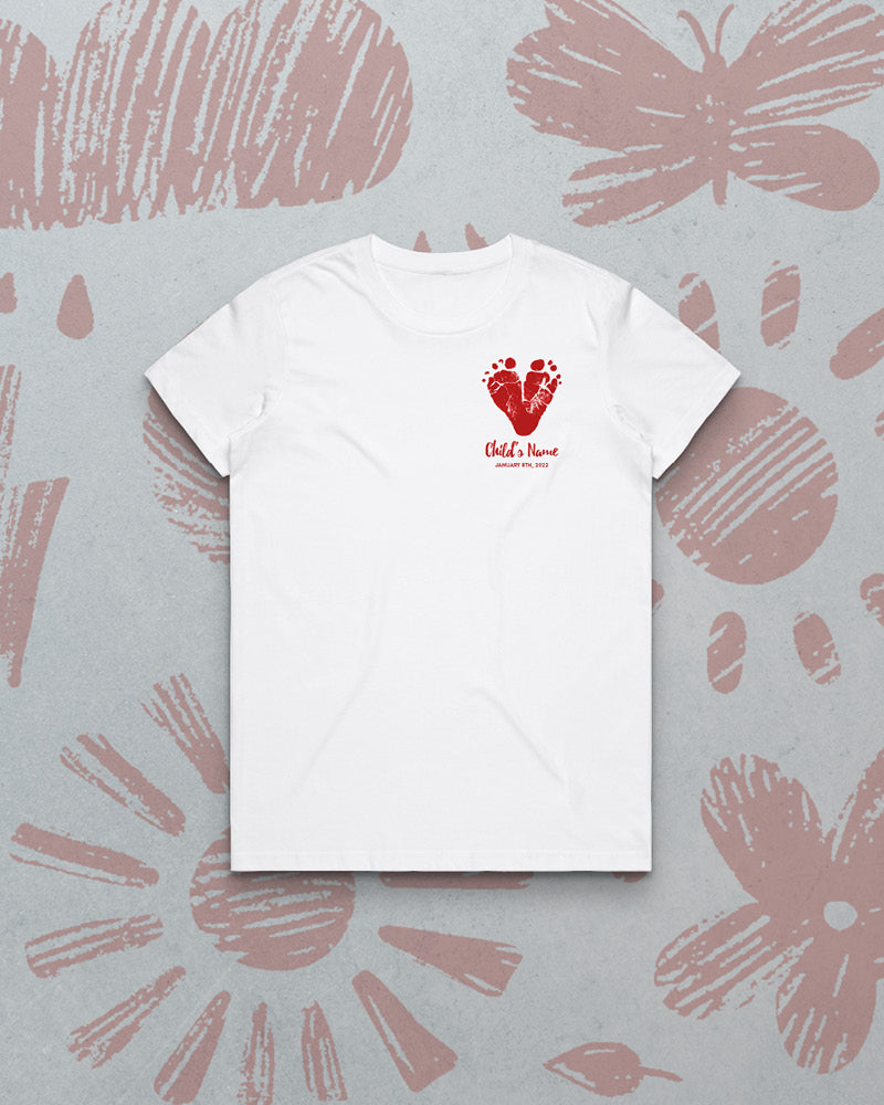 Women's Tee // Using Your Child's Feet Prints - Valentines Delivery