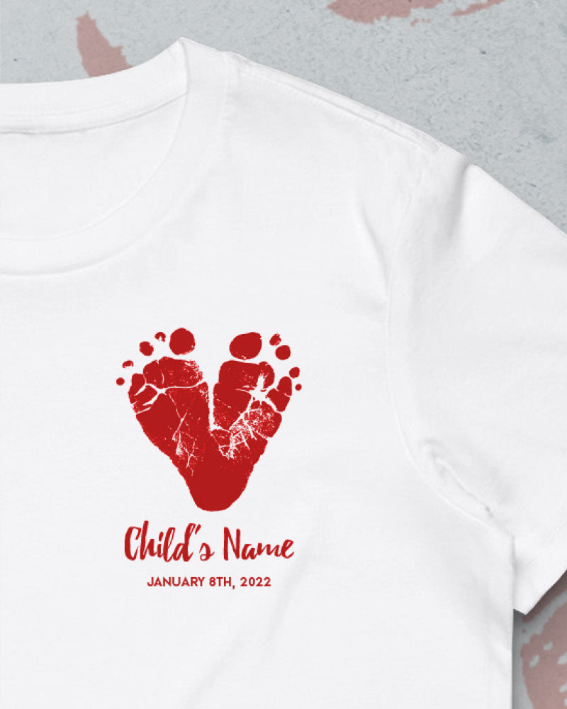 Women's Tee // Using Your Child's Feet Prints - Valentines Delivery