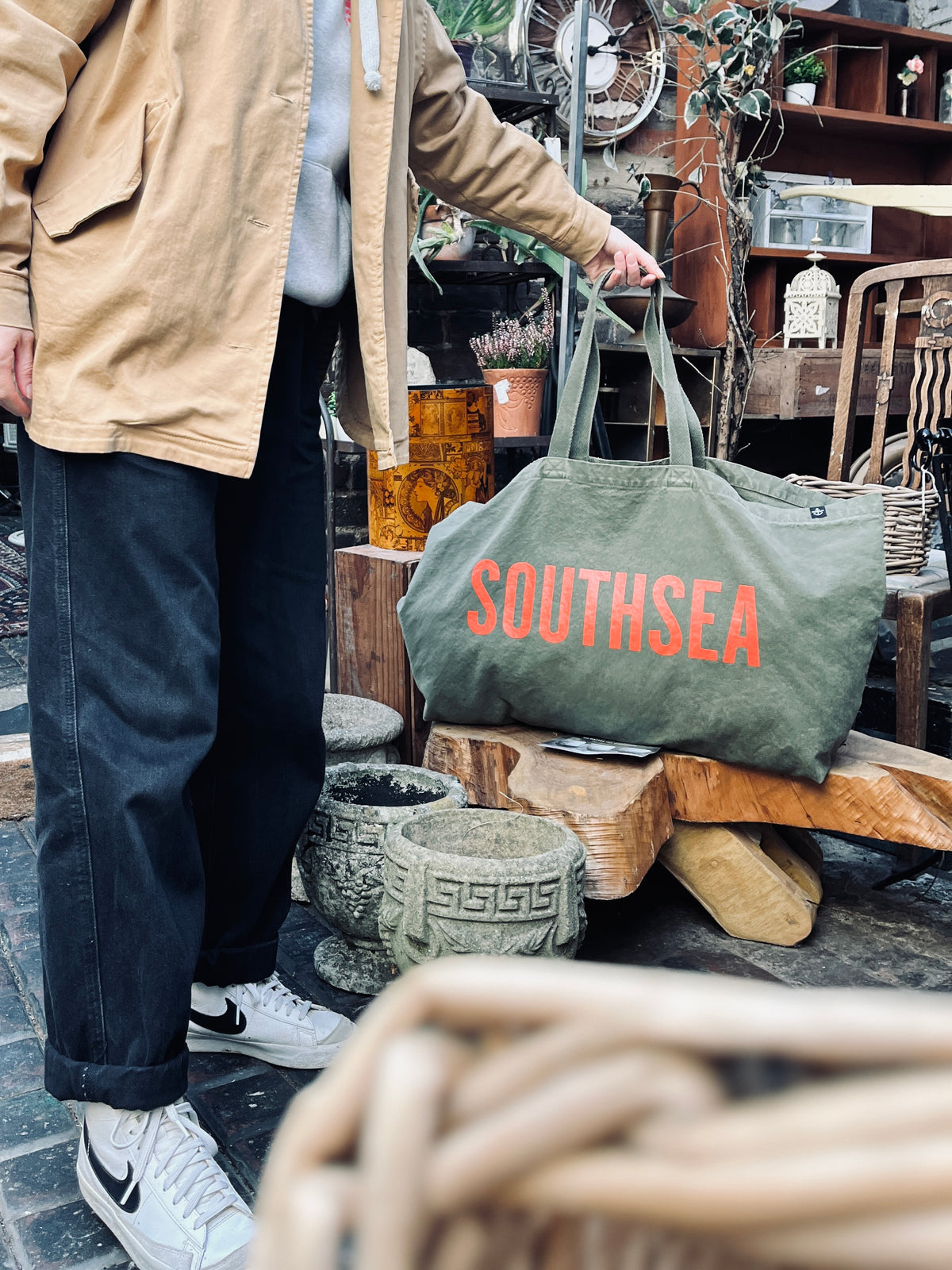 Southsea // Oversized Tote Bag - Moss Green