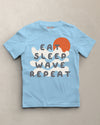 Eat Sleep Wave Repeat // Toddler Kids Unisex Tee - Sky Blue