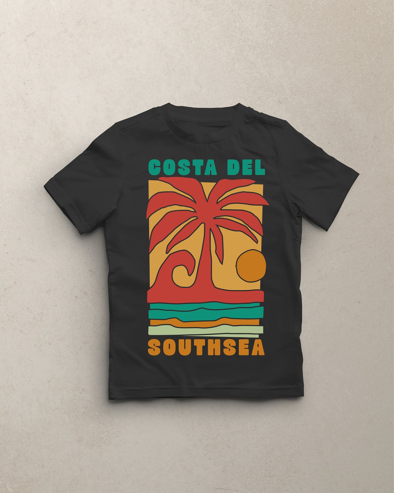 Costa Del Southsea //  Kids Unisex Tee - Black