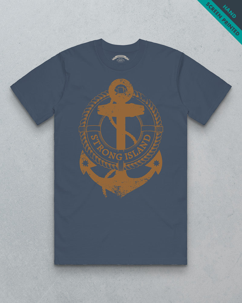 Branded // Men's Heavy Tee - Faded Indigo & Copper