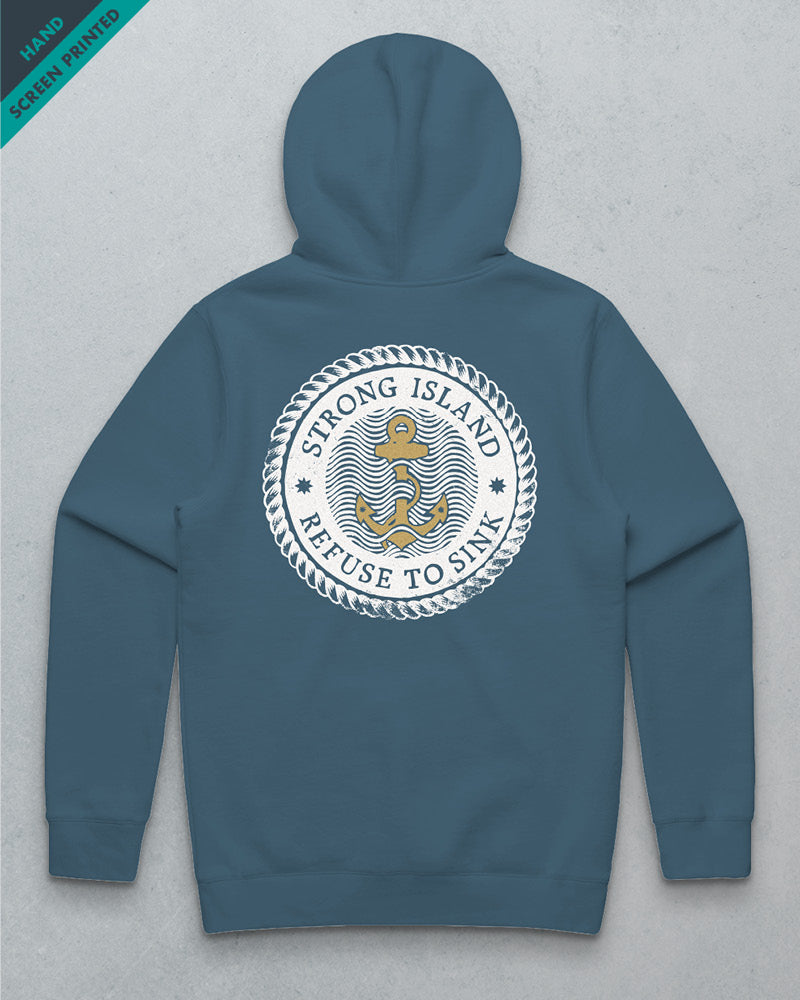 Refuse to Sink // Premium Unisex Hoodie - Petrol Blue & Gold