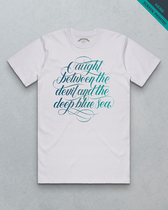 Devil // Men's Heavy Tee - Faded White