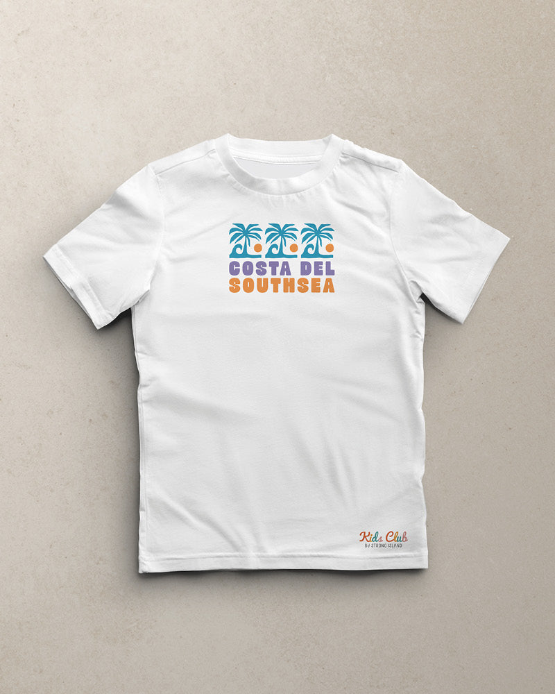 Costa Del Southsea //  Kids Unisex Tee - White