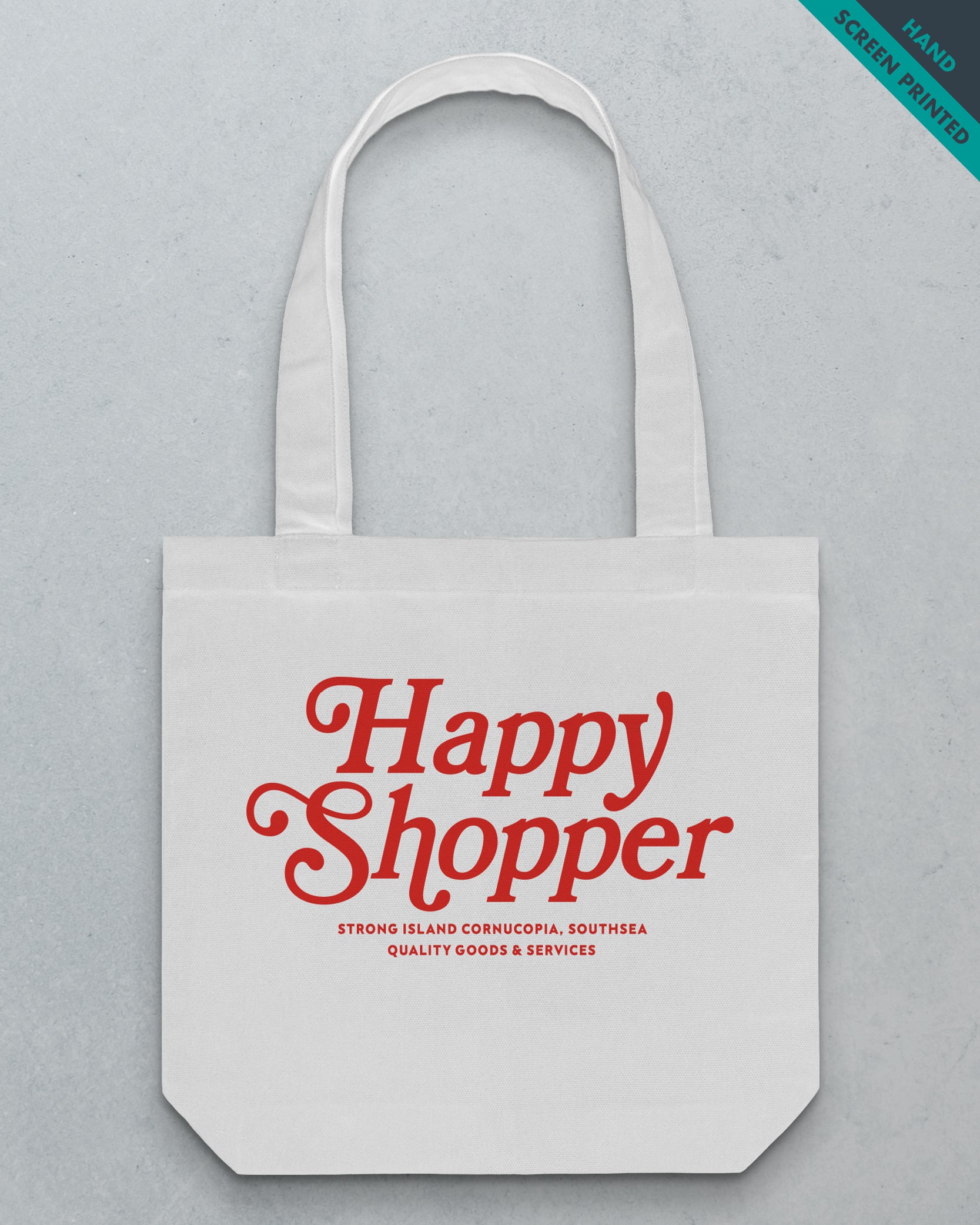 Happy Shopper // Tote Bag White/Natural – Strong Island Clothing Co